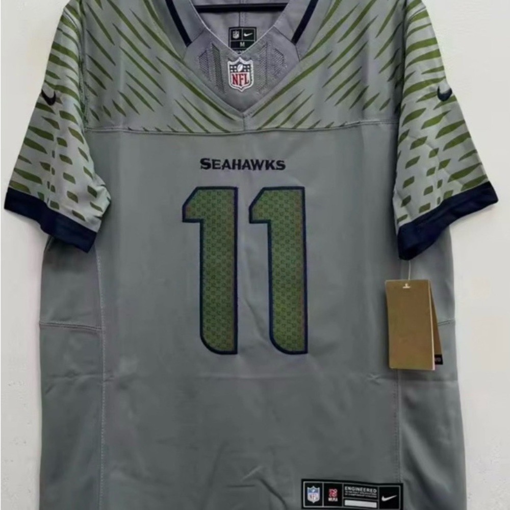 Jaxson Smith-Njigba #11 Seattle Seahawks Gray and Green Youth medium 10/12 - Picture 2 of 2